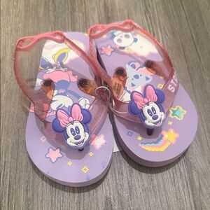 Disney Kids Minnie Mouse Pink and Purple Flip Flops with slingback